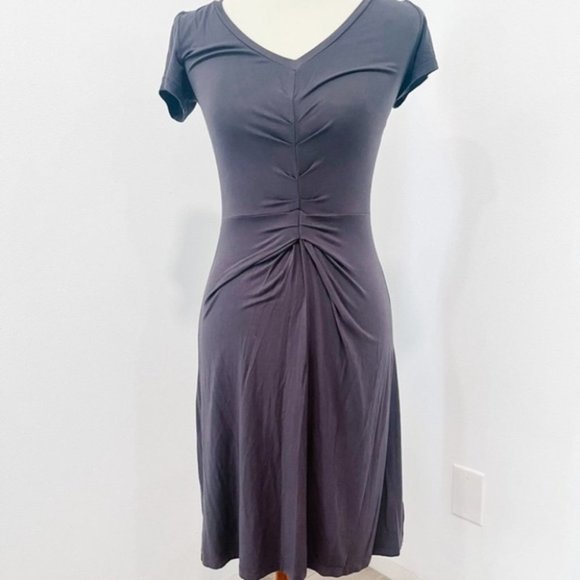 Athleta Dresses & Skirts - ATHLETA dark purple ruched form fitting dress size XXS